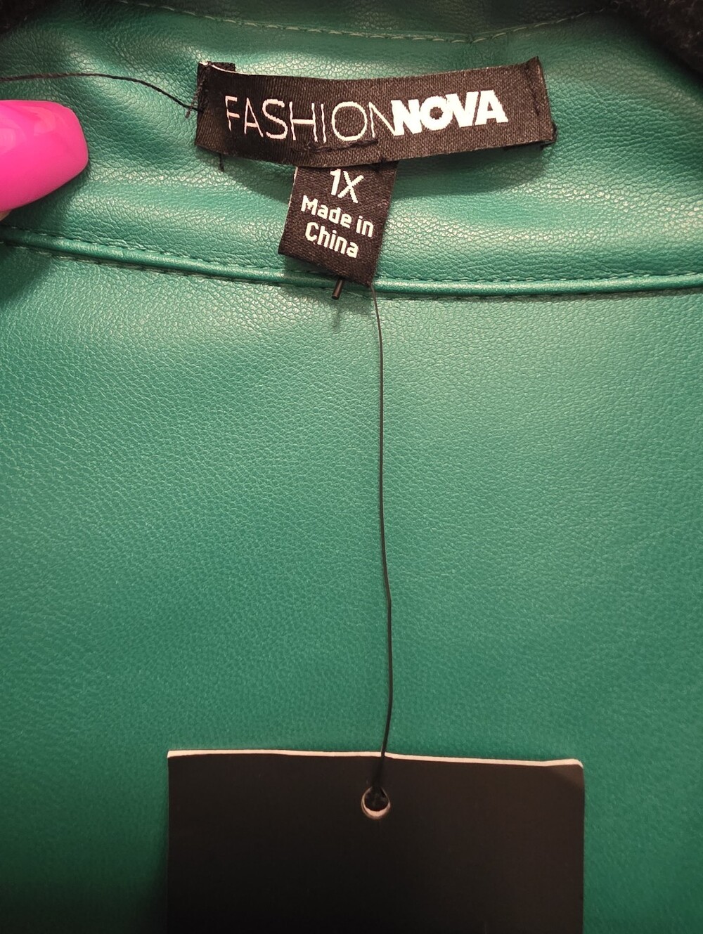 Fashion Nova GREEN Faux Leather Cropped Jacket - Picture 5 of 6
